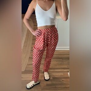 DESIGNER RHODE RESORT HIGH WAIST RED/WHITE POLKA DOT PANTS XS